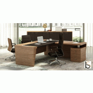 Bureau d'angle X10- Officity - Droite, Non, Noyer américain, 230 x 220 cm_0