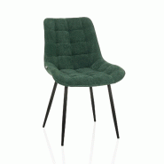 Chaise de salle à manger / chaise rembourrée ELARIS tissu pétrole hjh LIVING - bleu polyester 729487