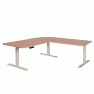 Décoshop26 - Bureau d'angle table d'ordinateur réglable en hauteur électriquement 178 x 178 cm HDF marron clair pieds acier blanc 04_0006029 - marr Décoshop26 - Bureau d'angle table d'ordinateur réglable en hauteur électriquement 178 x 178 cm HDF marron clair pieds acier blanc 04_0006029 - marr