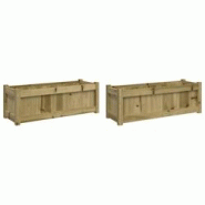 Helloshop26 - Jardinière bac lit surélevé plantes fleurs jardin terrasses lot de 2 bois de pin imprégné marron 02_0039025 - 3000217992492 Helloshop26 - Jardinière bac lit surélevé plantes fleurs jardin terrasses lot de 2 bois de pin imprégné marron 02_0039025 - 3000217992492