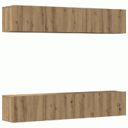 Helloshop26 - Lot de 4 meubles TV muraux modernes design épuré 80 x 30 x 30 cm en bois d'ingénierie chêne artisanal 02_0055855 - Bois massif 30002