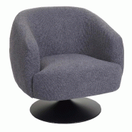 Mendler Fauteuil lounge HWC-J76, fauteuil cocktail pivotant, tissu bouclé métal ~ gris foncé - gris textile 83067