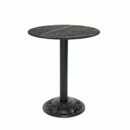 RestooTab - Table Versailles Ø60cm décor marbre samas - noir fonte TB-VRS-R60M-MB.SAMA