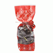Sachet transparent fond polypro Joyeux Noël rouge 12x4,8x27.5cm - par 100