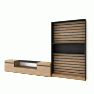 SKRAUT HOME Ensemble Meuble TV, 310x186x35cm, Pour les TV jusqu'à 80", Salon Complet, Chêne et noir - beige Bois manufacturé 97_37