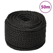 Vidaxl corde de travail noir 12 mm 50 m polypropylène 153017