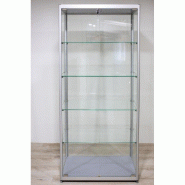 Vitrine colonne cadre aluminium gris et verre trempé 80x40x180 cm