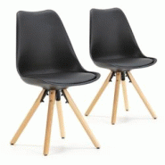 VS Venta-stock Set de 2 chaises Salle à Manger Jeff Style Nordique Noir, 54 cm x 49 cm x 84 cm - noir I20030