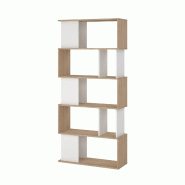 WellHome - Bibliothèque étagère avec 4 étagères en coloris Blanc 80 x 30 x 174 cm - Segre Oak - multicolore multi-matériau WH16942