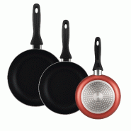 WellHome - Set de 3 poêles Ø16/20/24cm en aluminium pressé Cuivre métallisé - aluminium WH16221