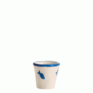 Zafferano Lot de 6 Gobelets Stencil Lido en Céramique Décorée à la Main Petits Poissons Bleus pour Café et Dessert Produit Artisanal Italien - 80