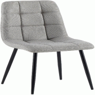 Décoshop26 - Chaise de salle à manger x1 coutures forme carrées en tissu gris clair pieds en métal noir 10_0001978 - gris métal 3000250780599