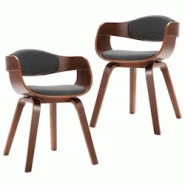Décoshop26 - Set de 2 chaises de salle à manger bureau en bois courbé et tissu gris DEC025492 - gris 3000255279005 Décoshop26 - Set de 2 chaises de salle à manger bureau en bois courbé et tissu gris DEC025492 - gris 3000255279005