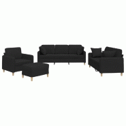 Ensemble de canapés 4 pcs avec coussins noir tissu Modèle Orion Compact Plus - 8721012070493
