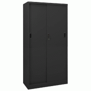 Helloshop26 - Armoire de bureau coulissante moderne et robuste 90 x 40 x 180 cm en acier anthracite 02_0046821 - acier 3000234445735