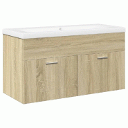 Helloshop26 - Armoire de lavabo salle de bain murale avec rangement 90 x 38,5 x 46 cm en bois d'ingénierie chêne sonoma 02_0055761 - Bois massif 300