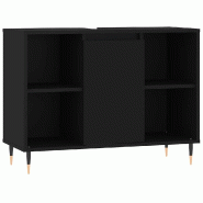 Helloshop26 - Armoire de salle de bain avec porte espace de rangement 80 x 33 x 60 cm en bois d'ingénierie noir 02_0049050 - noir Bois massif 3000235