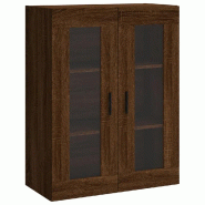 Helloshop26 - Armoire murale élégante pratique rangement suspendue 69,5 x 34 x 90 cm en bois d'ingénierie chêne marron 02_0048640 - marron verre 3