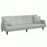 Helloshop26 - Canapé-lit avec accoudoirs 216 x 89 x 70 cm velours gris clair 02_0021014 - gris polyester 3001152388005