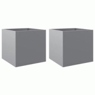 Helloshop26 - Jardinière bac lit surélevé plantes fleurs jardin terrasses lot de 2 argenté 42 x 40 x 39 cm acier galvanisé Argent 02_0039011 - 30