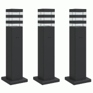 Helloshop26 - Lampadaires d'extérieur avec sortie 3 pcs 50 cm aluminium noir 02_0042570 - noir aluminium 3000218193461