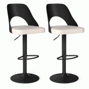 Helloshop26 - Lot de 2 tabourets de bar réglables 44 x 50 x 91-111 cm confort exceptionnel design contemporain en simili cuir noir 20_0012544 - 30002 Helloshop26 - Lot de 2 tabourets de bar réglables 44 x 50 x 91-111 cm confort exceptionnel design contemporain en simili cuir noir 20_0012544 - 30002