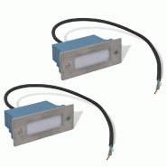Lot de 2 lampes d'escalier encastrées éclairage LED 44 x 111 x 56 mm Usage extérieur style moderne en acier inoxydable noir 02_0045858 - noir 30002