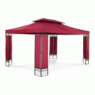 Pergola pavillon barnum tonnelle tente abri gazebo de jardin terrasse beige rouge - 3 x 4 m - 160 g/m² 14_0002770