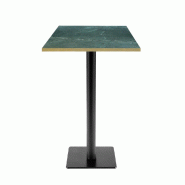 RestooTab - Mange-debout Milan T 50x50cm décor marbre jade chants couleur laiton - vert fonte TB-MITFF-5050M-MB.JAD-LAI