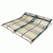 Sleepneo Sommier à lattes PREMIUM STRONG 200 – 160x200 cm, têtière réglable, 7 zones, 42 lattes, fabriqué en Allemagne, jusqu'à 200 kg - marro