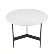 TABLE BASSE RONDE DILA  50 CM PLATEAU EFFET MARBRE