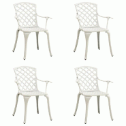 VidaXL Chaises De Jardin Lot De 4 Aluminium Coulé Blanc - blanc 315575