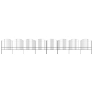 Vidaxl clôture de jardin à dessus en lance acier (1,5-1,75)x13,6m noir 277746