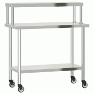 VidaXL Table de travail de cuisine avec étagère 110x55x120 cm inox - 3208901