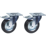 Roulette 200mm 8" à bandage caoutchouc, pivotante avec frein, forte capacité de 400kg, jeu de 2 Roulette 200mm 8" à bandage caoutchouc, pivotante avec frein, forte capacité de 400kg, jeu de 2