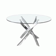 AC ANGEL CERDA Angel Cerdá Table à manger ronde verre trempé et acier chromé 1061C Ø140 x 75 - acier 8435631005100 AC ANGEL CERDA Angel Cerdá Table à manger ronde verre trempé et acier chromé 1061C Ø140 x 75 - acier 8435631005100