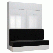 ARMOIRE LIT ESCAMOTABLE DYNAMO SOFA FAÇADE BLANC BRILLANT CANAPÉ ANTHRACITE 160*200 CM