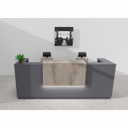 Bureau d'accueil Delta Plus 2 personnes anthracite - Mobel Linea - 204, Oui, Anthracite, Chêne grisé_1