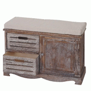 Décoshop26 - Banc banquette commode avec coussin design vintage 49x71x32cm en bois marron vieilli 04_0001159 - 3000519432696