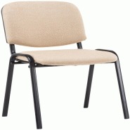 Décoshop26 - Chaise visiteur empilable zone d'attente en tissu crème piètement à 4 pieds en métal noir 10_0008653 - 3000266767010