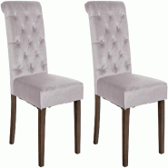 Décoshop26 - Lot de 2 chaises de salle à manger élégance capitonnée et confort en velours taupe cadre en bois marron foncé 10_0007442 - marron B