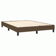 Décoshop26 - Sommier à lattes sur pieds cadre de lit 140x190 cm tissu marron foncé TDL0207068 - marron 3001159388008