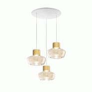 Fabas Luce Suspension Led Kino 36 W 3900 Lm 3000 K À Intensité Variable, Structure En Métal Et Verre Borosilicate, Cognac - Kino - beige 8019282546504