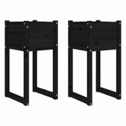Helloshop26 - Jardinière bac lit surélevé plantes fleurs jardin terrasses lot de 2 40 x 40 x 81 cm bois massif de pin noir 02_0038973 - 3000218035112 Helloshop26 - Jardinière bac lit surélevé plantes fleurs jardin terrasses lot de 2 40 x 40 x 81 cm bois massif de pin noir 02_0038973 - 3000218035112