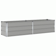 Helloshop26 - Jardinière design moderne extérieure 195 x 50 x 45 cm usage polyvalent en acier galvanisé gris clair 02_0059198 - gris acier 30002409