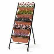 Helloshop26 - Jardinière verticale mobile à 5 niveaux 57 x 74 x 132 cm avec drainage efficace style moderne en métal marron 20_0012224 - 3000227126740