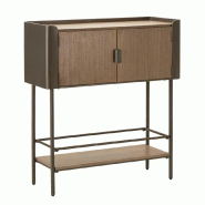 Mauro Ferretti Meuble Toronto 100 X 42 X 110 Cm En Métal Et Bois De Sapin, Gris Et Marron, 3 Portes Et Étagère - Design Moderne - 1427720000