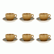 Ogo Living - Lot de 6 tasses 16cl avec soucoupe calypso en porcelaine - 3256391060001