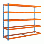 SimonRack Rayonnage industriel, 2000x2400x600 mm, 400 kg au point de flexion, 5 niveaux, sans tablettes, rayonnage garage, Bleu/Orange- Simonforte - o