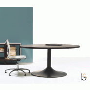 Table de réunion ronde Lithos - Dellarovere - Noyer